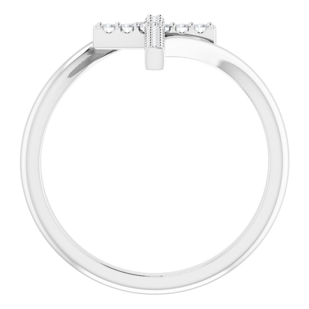 14K White Gold 1/8 CTW Natural Diamond Cross Ring