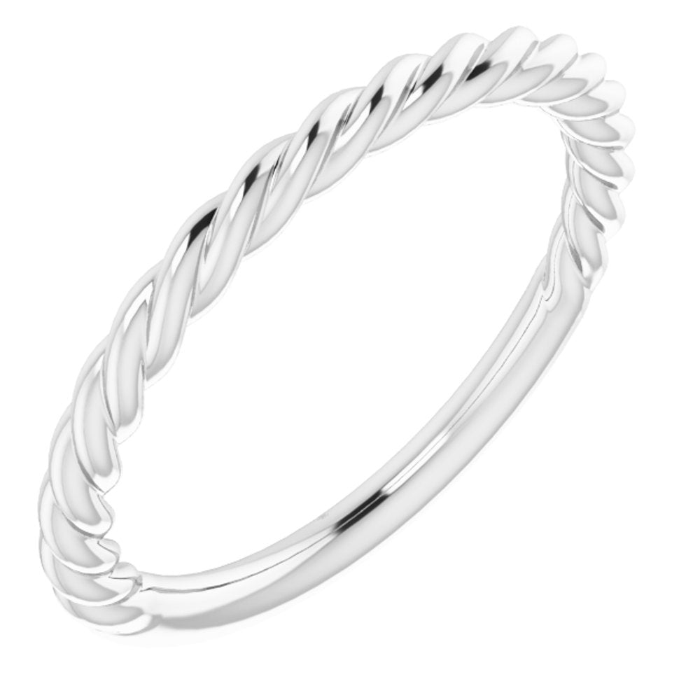 14K White Gold 1.7 mm Rope Band Size 4