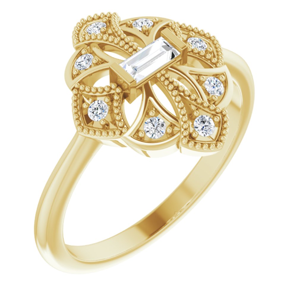 14K Yellow 1/5 CTW Natural Diamond Vintage-Inspired Ring