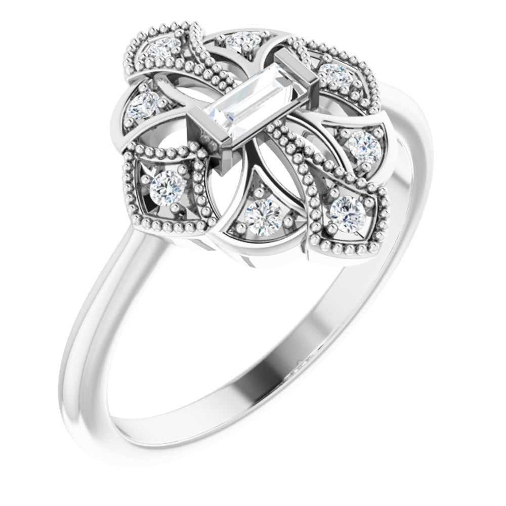 14K White Gold 1/5 CTW Natural Diamond Vintage-Inspired Ring