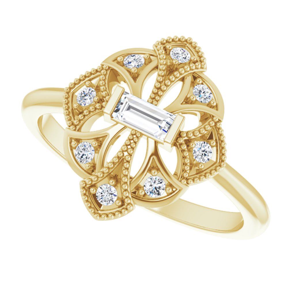 14K Yellow Gold 1/5 CTW Natural Diamond Vintage-Inspired Ring