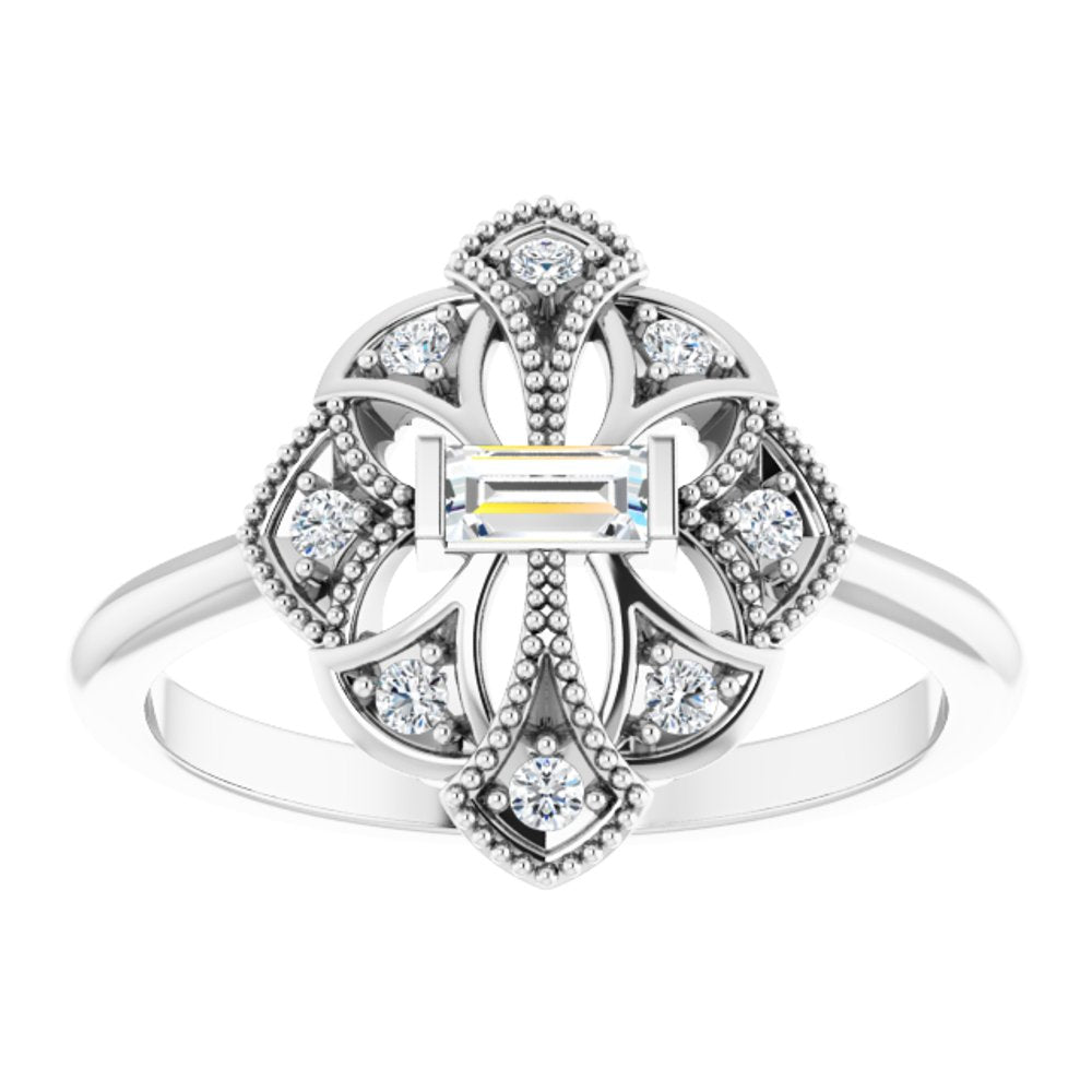 14K White Gold 1/5 CTW Natural Diamond Vintage-Inspired Ring