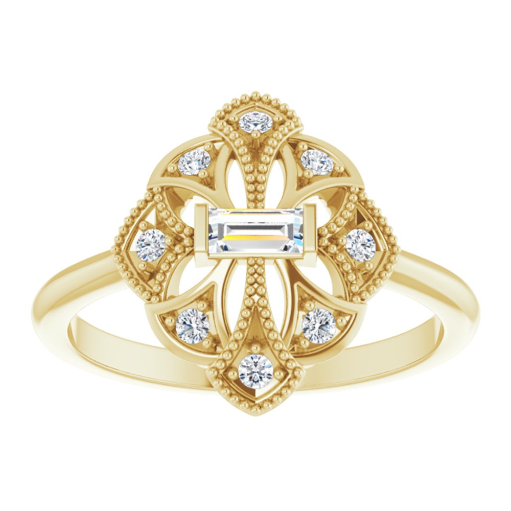 14K Yellow 1/5 CTW Natural Diamond Vintage-Inspired Ring