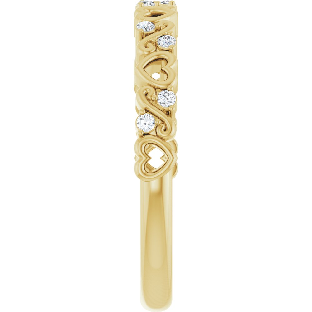 14K Yellow 1/8 CTW Natural Diamond Heart Anniversary Band