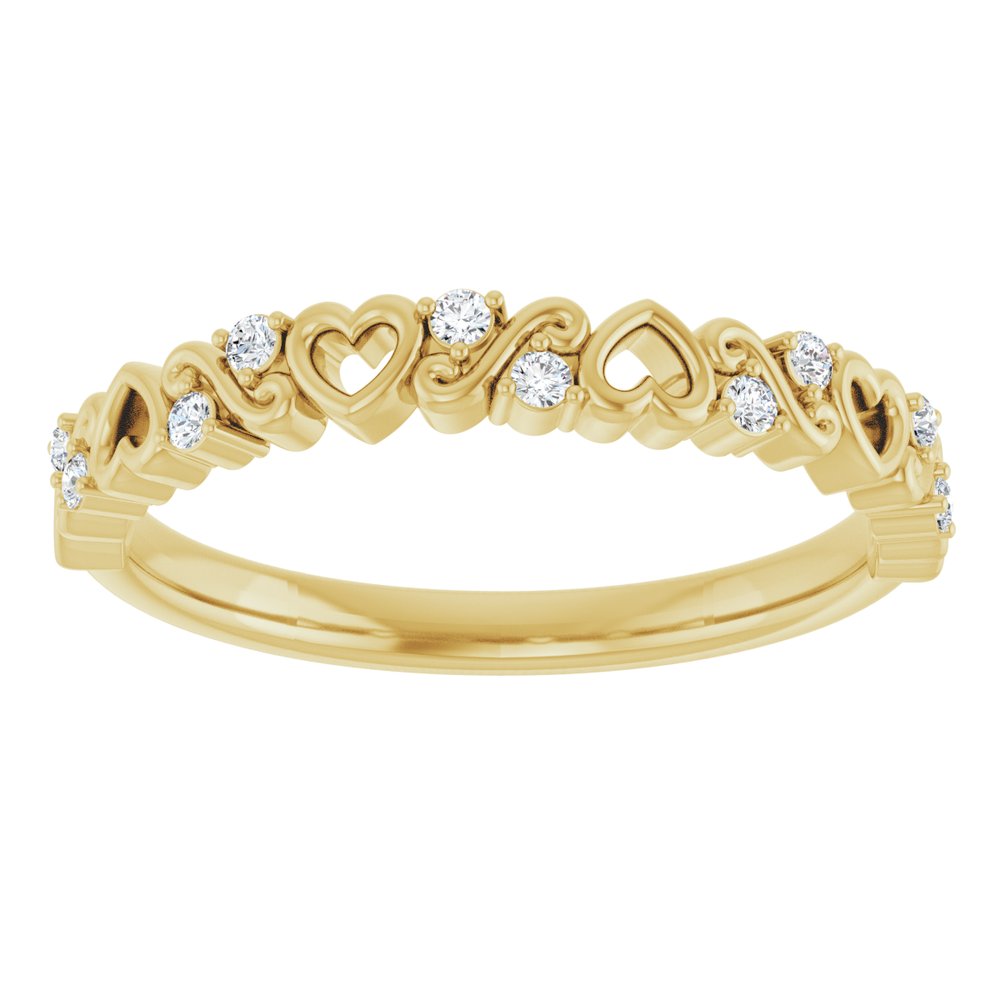 14K Yellow 1/8 CTW Natural Diamond Heart Anniversary Band