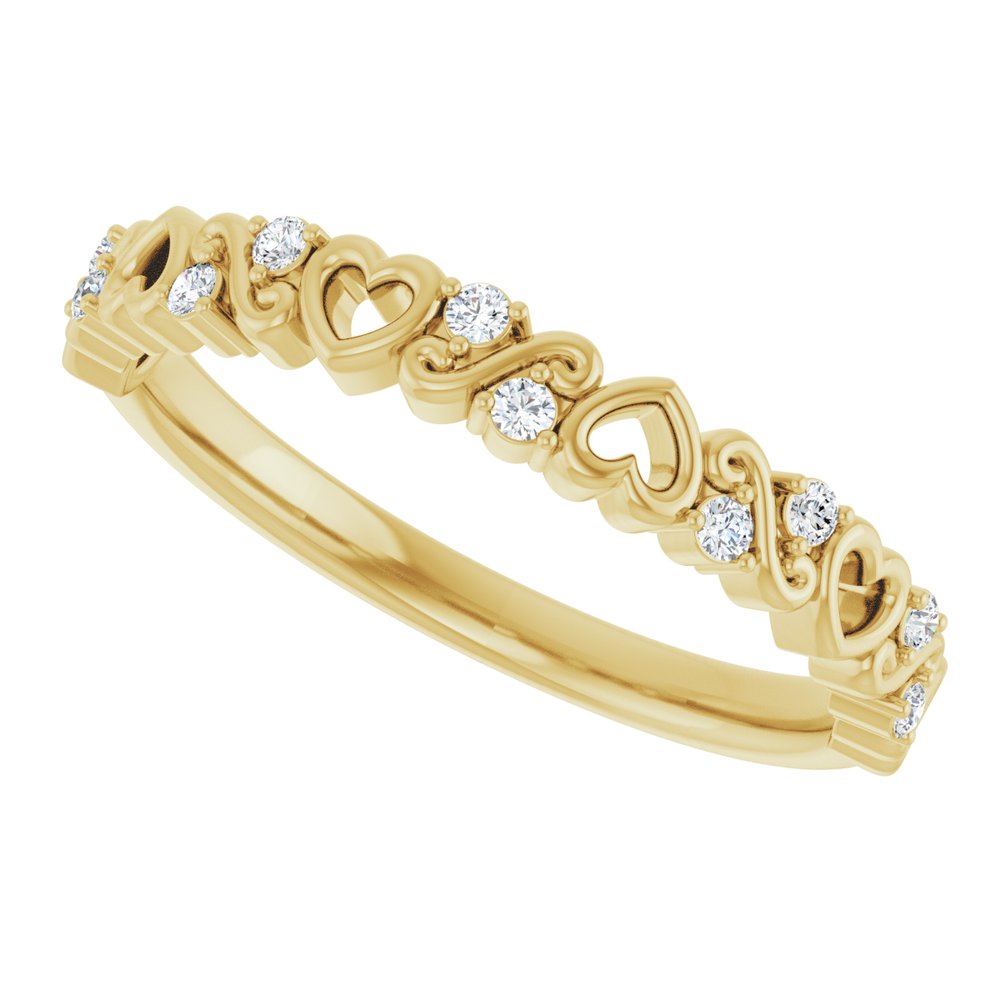 14K Yellow 1/8 CTW Natural Diamond Heart Anniversary Band