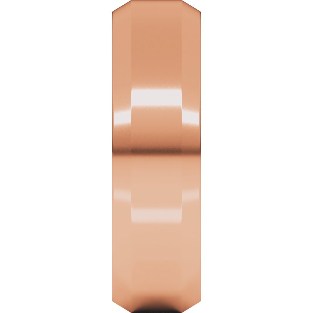 14K Rose Gold 6 mm Beveled-Edge Comfort-Fit Flat Band Size 10