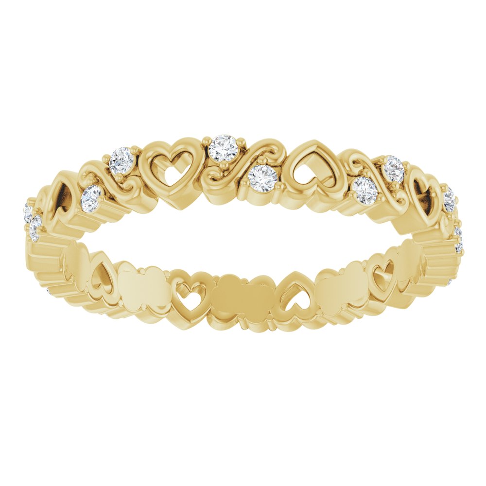 14K Yellow 1/6 CTW Natural Diamond Heart Eternity Band Size 7