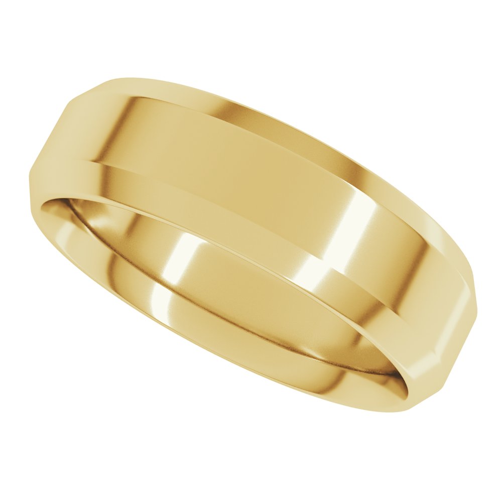 10K Yellow Gold 6 mm Beveled-Edge Comfort-Fit Flat Band Size 9