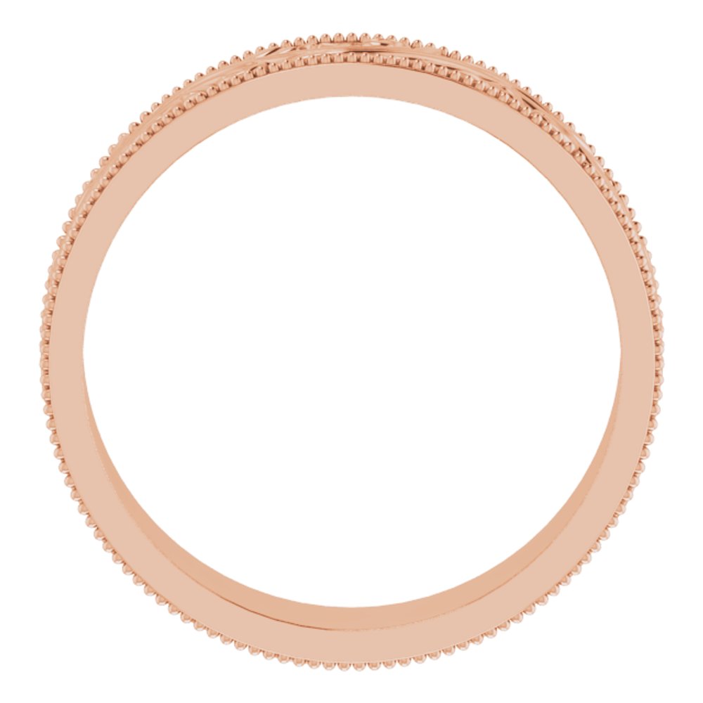 14K Rose 6 mm Milgrain Edge Floral Flat Band Size 11.5