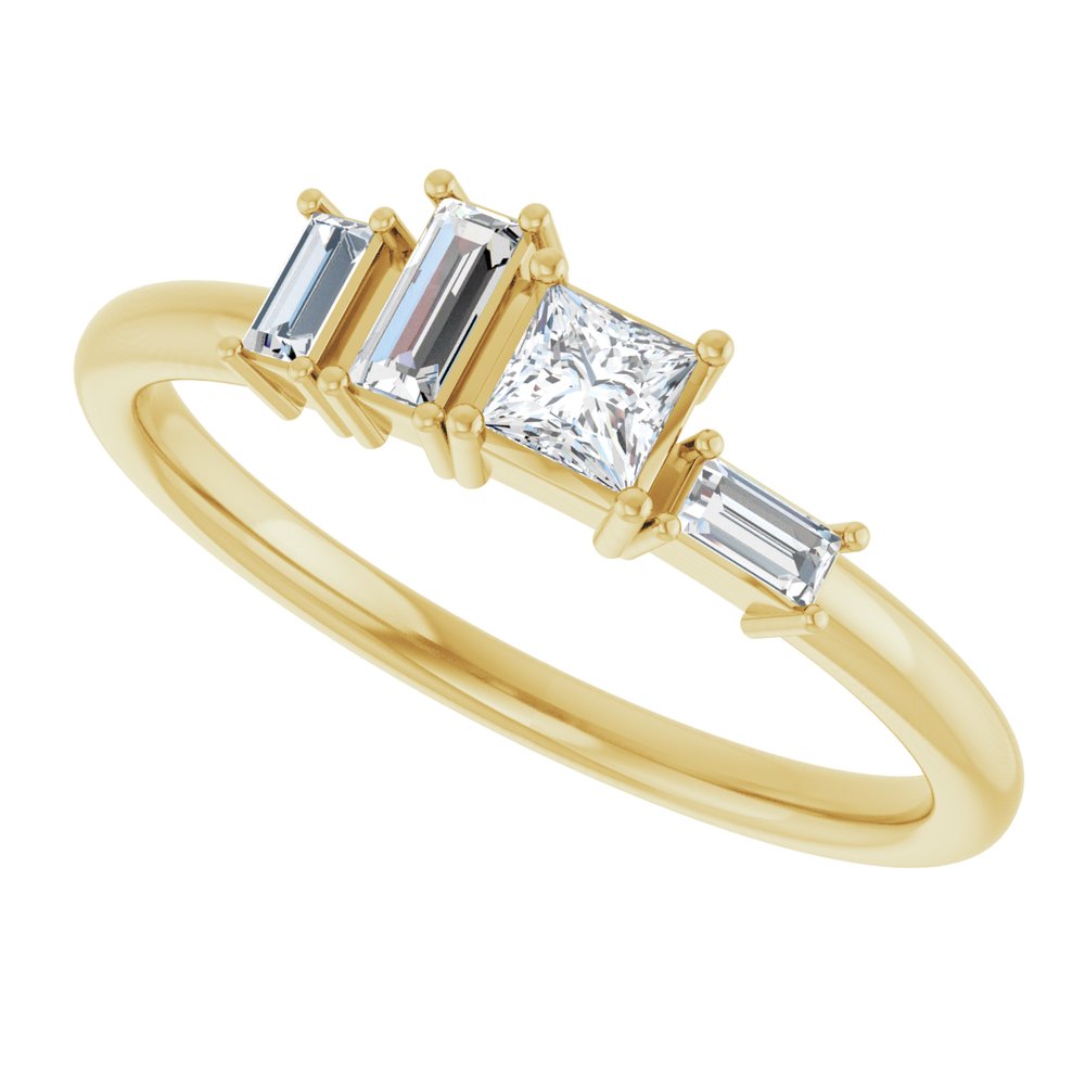 14K Yellow Gold 1/4 CTW Natural Diamond Stackable Geometric Ring