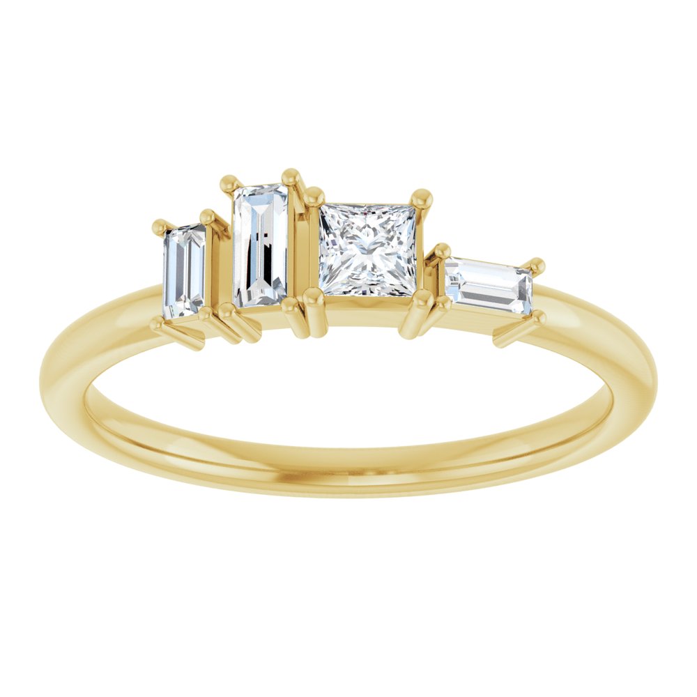 14K Yellow Gold 1/4 CTW Natural Diamond Stackable Geometric Ring