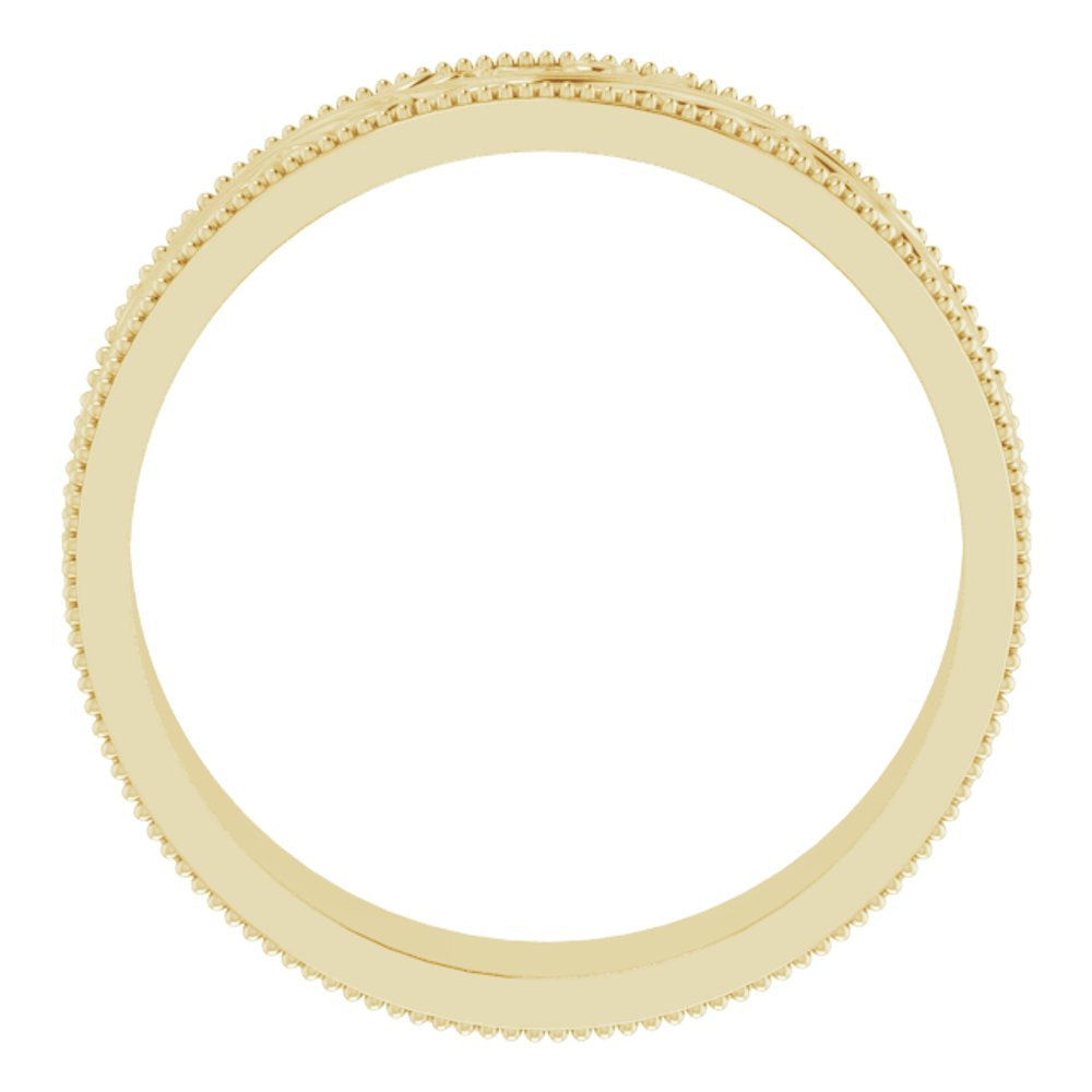 14K Yellow Gold 6 mm Milgrain Edge Floral Flat Band Size 11