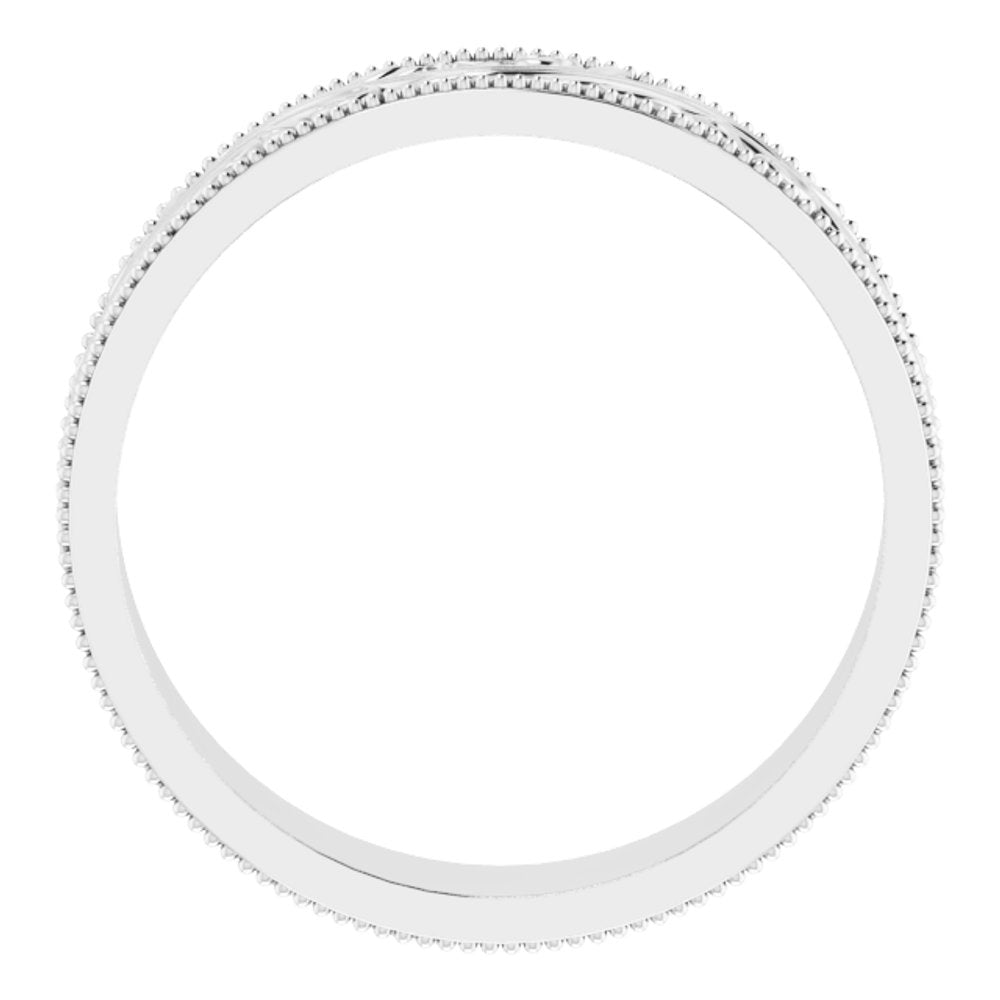 Platinum 6 mm Sculptural Milgrain Band Size 12