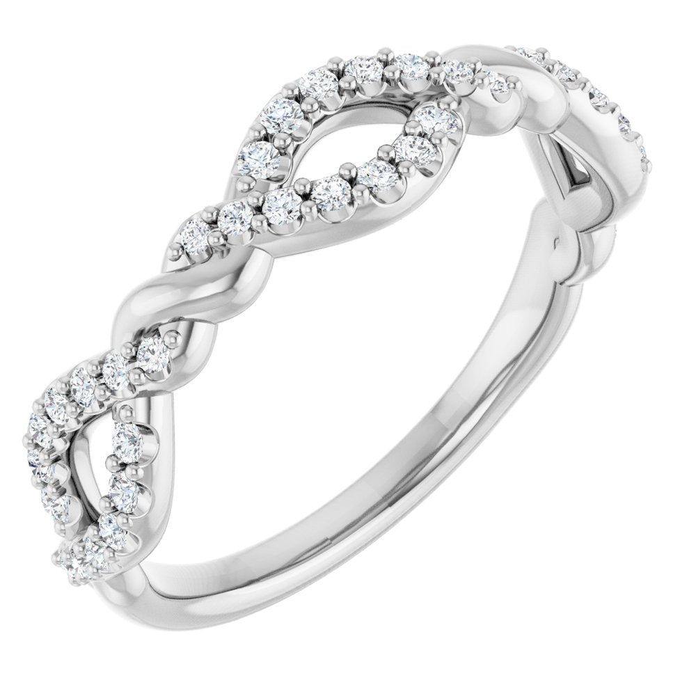 14K White Gold 1/5 CTW Natural Diamond Twisted Anniversary Band