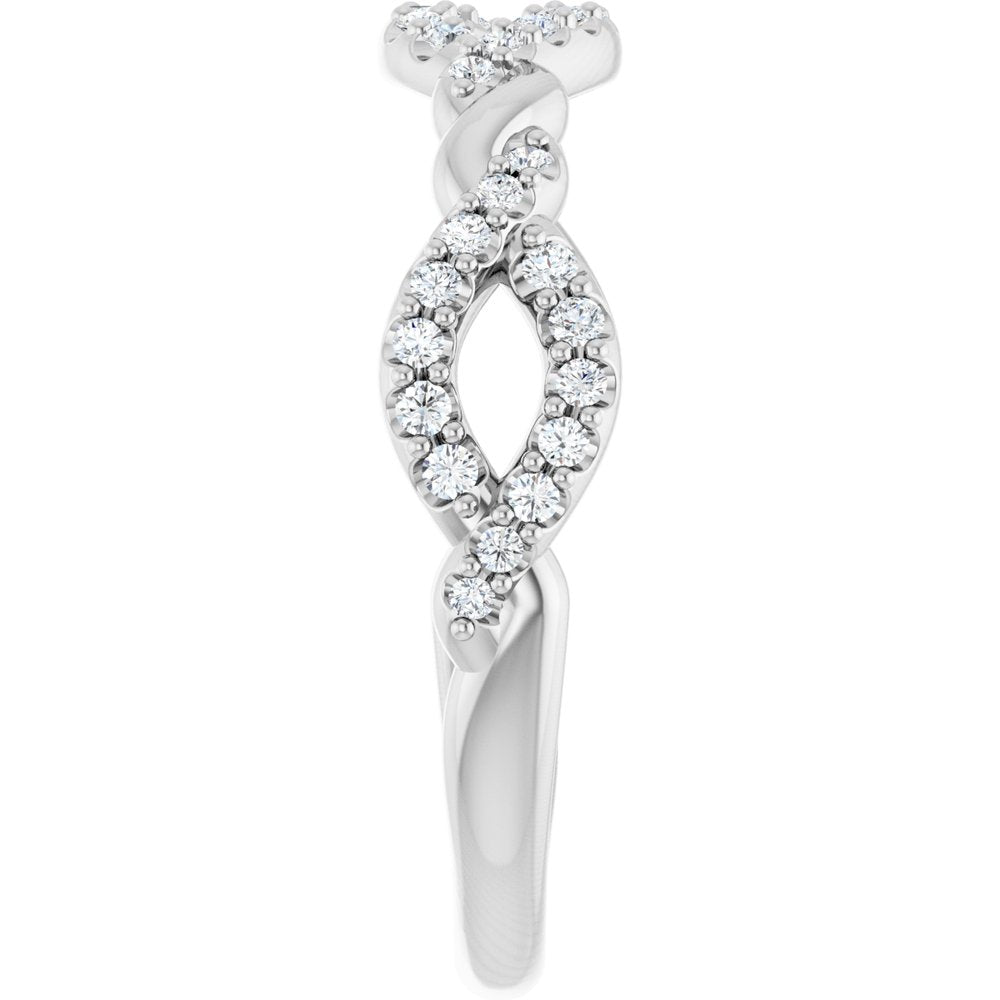 14K White Gold 1/5 CTW Natural Diamond Twisted Anniversary Band