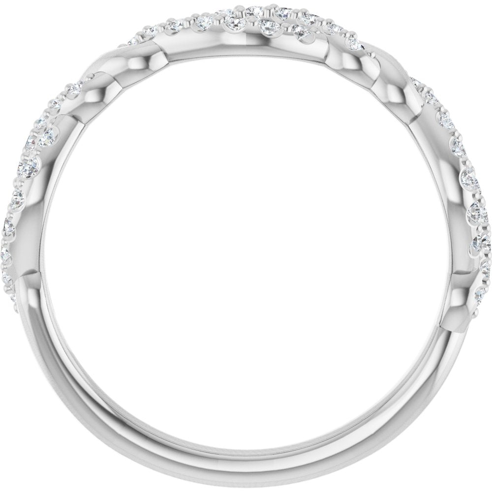 14K White Gold 1/5 CTW Natural Diamond Twisted Anniversary Band
