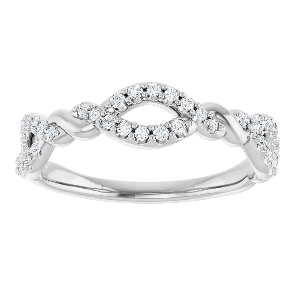 14K White Gold 1/5 CTW Natural Diamond Twisted Anniversary Band