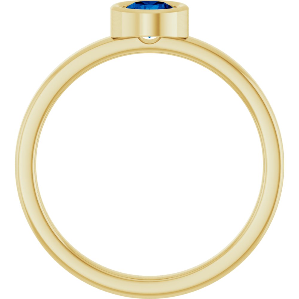 14K Yellow Gold 4.5 mm Lab-Grown Blue Sapphire Ring