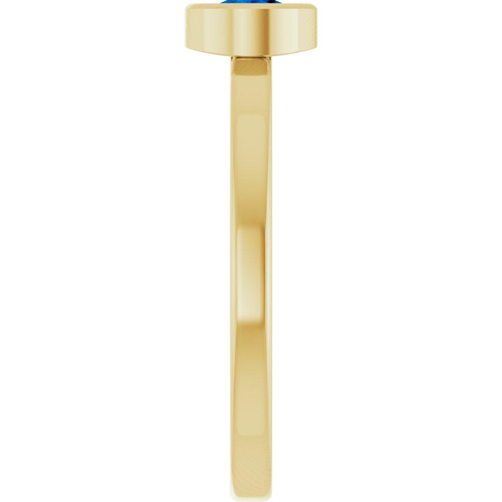14K Yellow Gold 4.5 mm Lab-Grown Blue Sapphire Ring