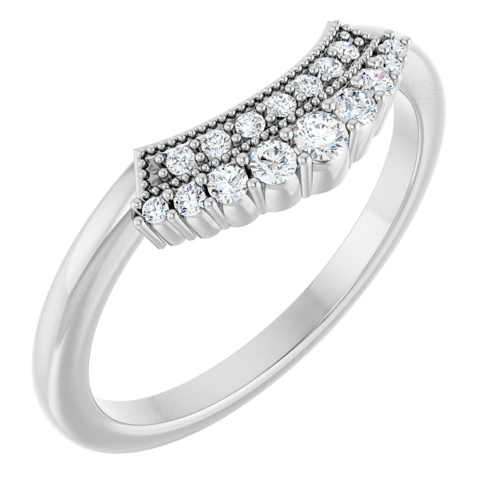 14K White 1/6 CTW Natural Diamond Contour Band