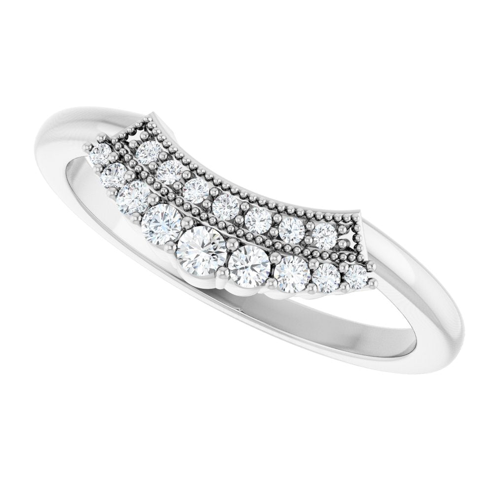 14K White 1/6 CTW Natural Diamond Contour Band