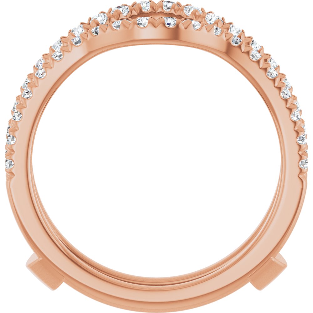 14K Rose Gold 1/2 CTW Diamond French-Set Ring Guard Mounting