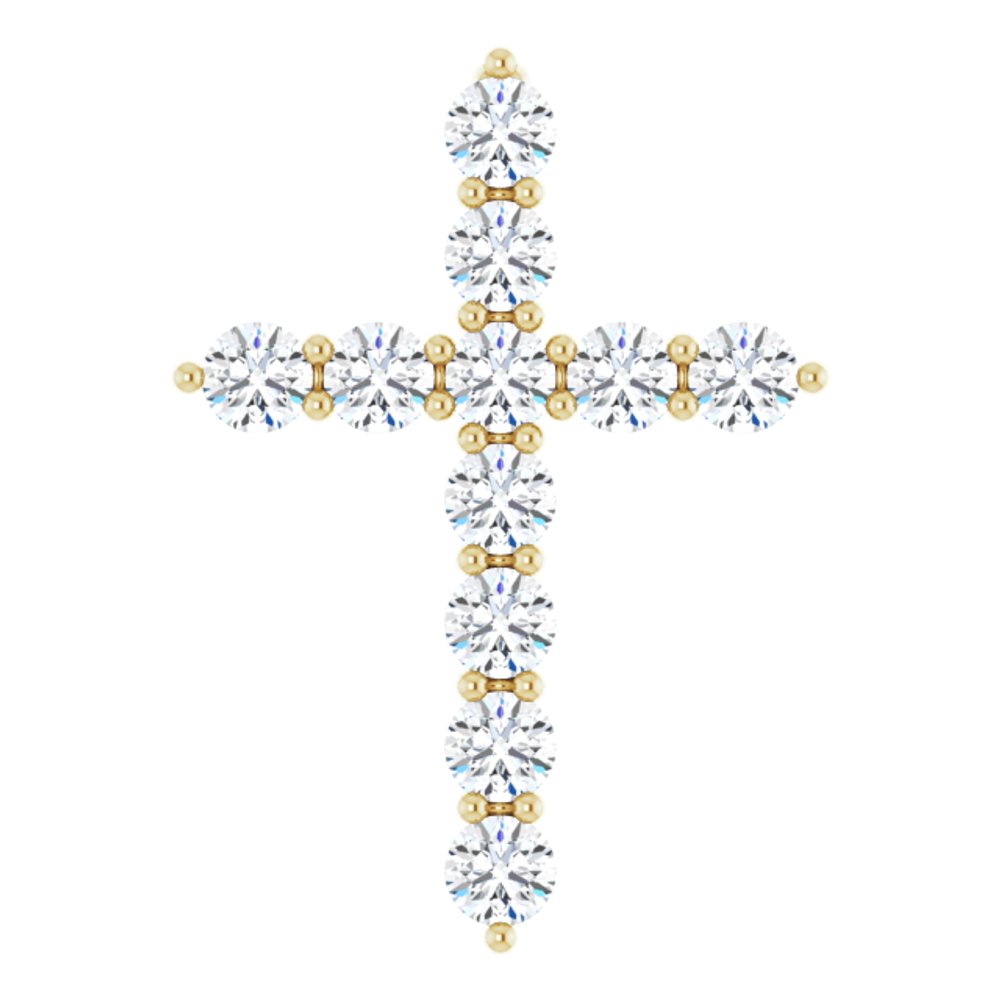 14K Yellow 3/8 CTW Lab-Grown Diamond Cross Pendant