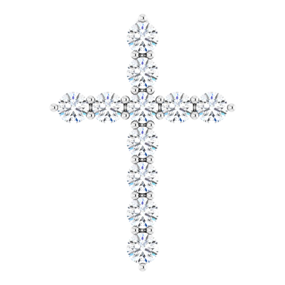 14K White Gold 3/8 CTW Lab-Grown Diamond Cross Pendant
