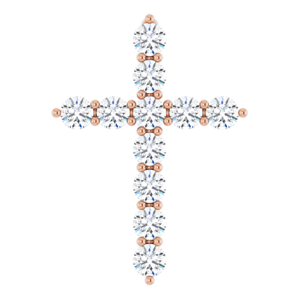 14K Rose 3/8 CTW Lab-Grown Diamond Cross Pendant
