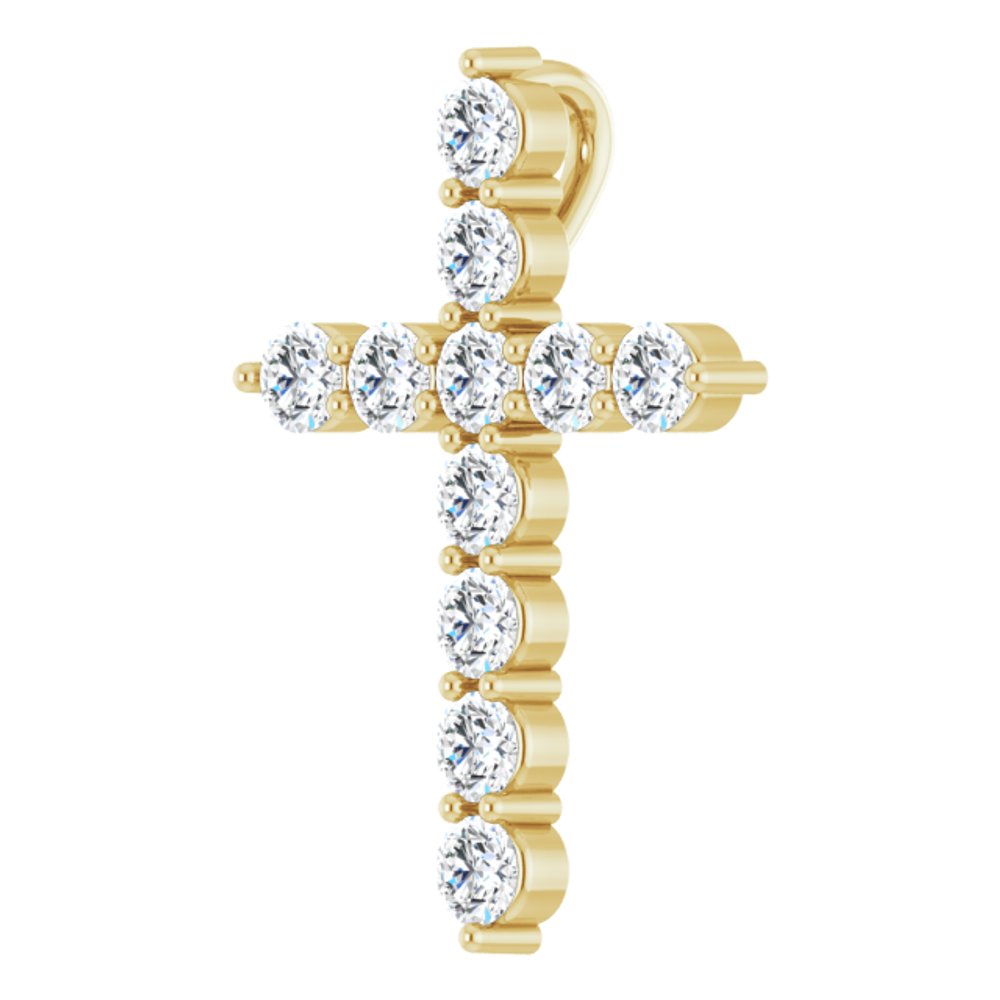 14K Yellow 3/8 CTW Lab-Grown Diamond Cross Pendant