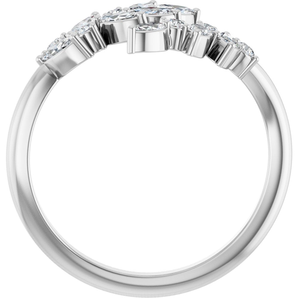 14K White Gold 1/2 CTW Natural Diamond Bypass Ring