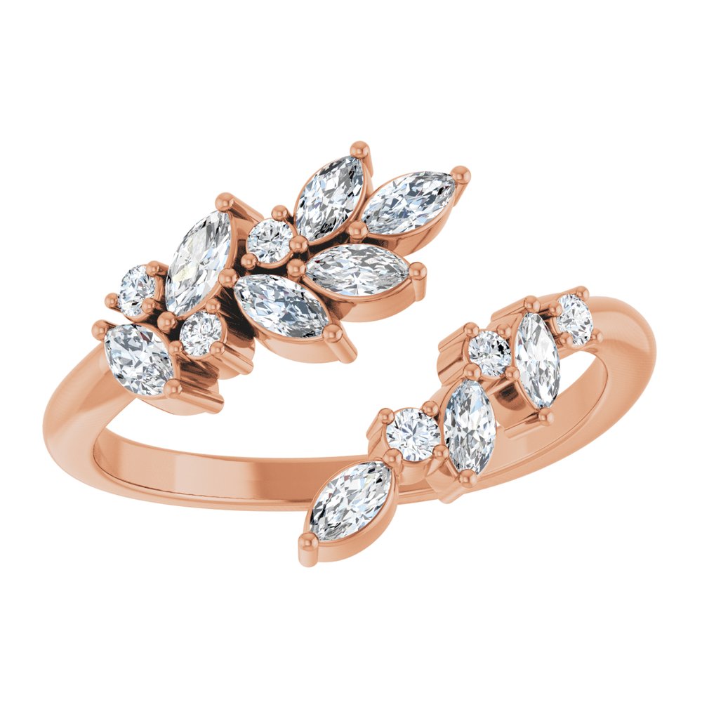 14K Rose Gold 1/2 CTW Natural Diamond Bypass Ring