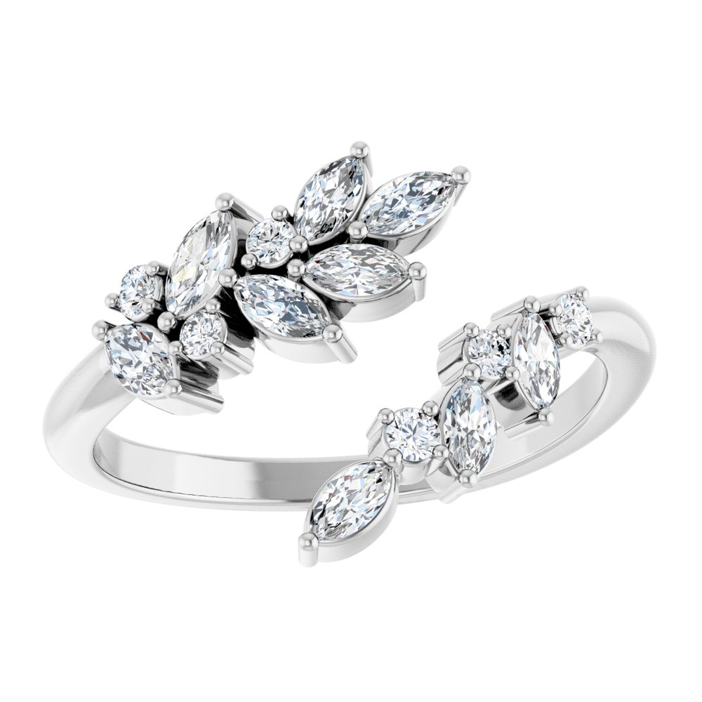 14K White Gold 1/2 CTW Natural Diamond Bypass Ring