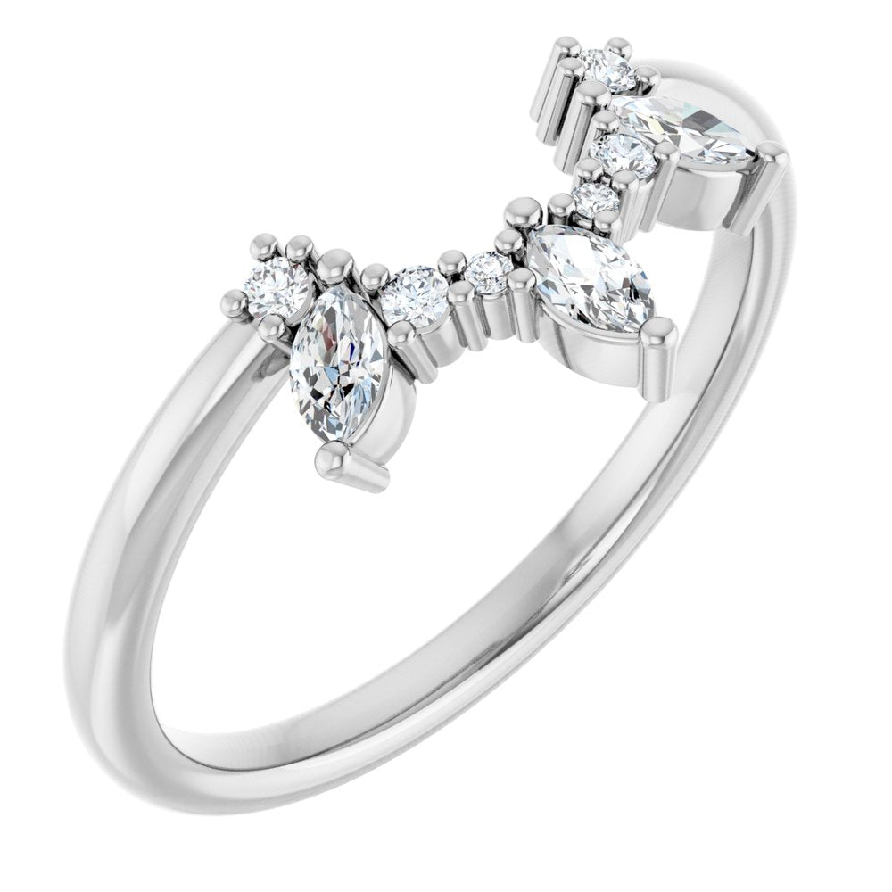 14K White Gold 1/5 CTW Natural Diamond Contour Band