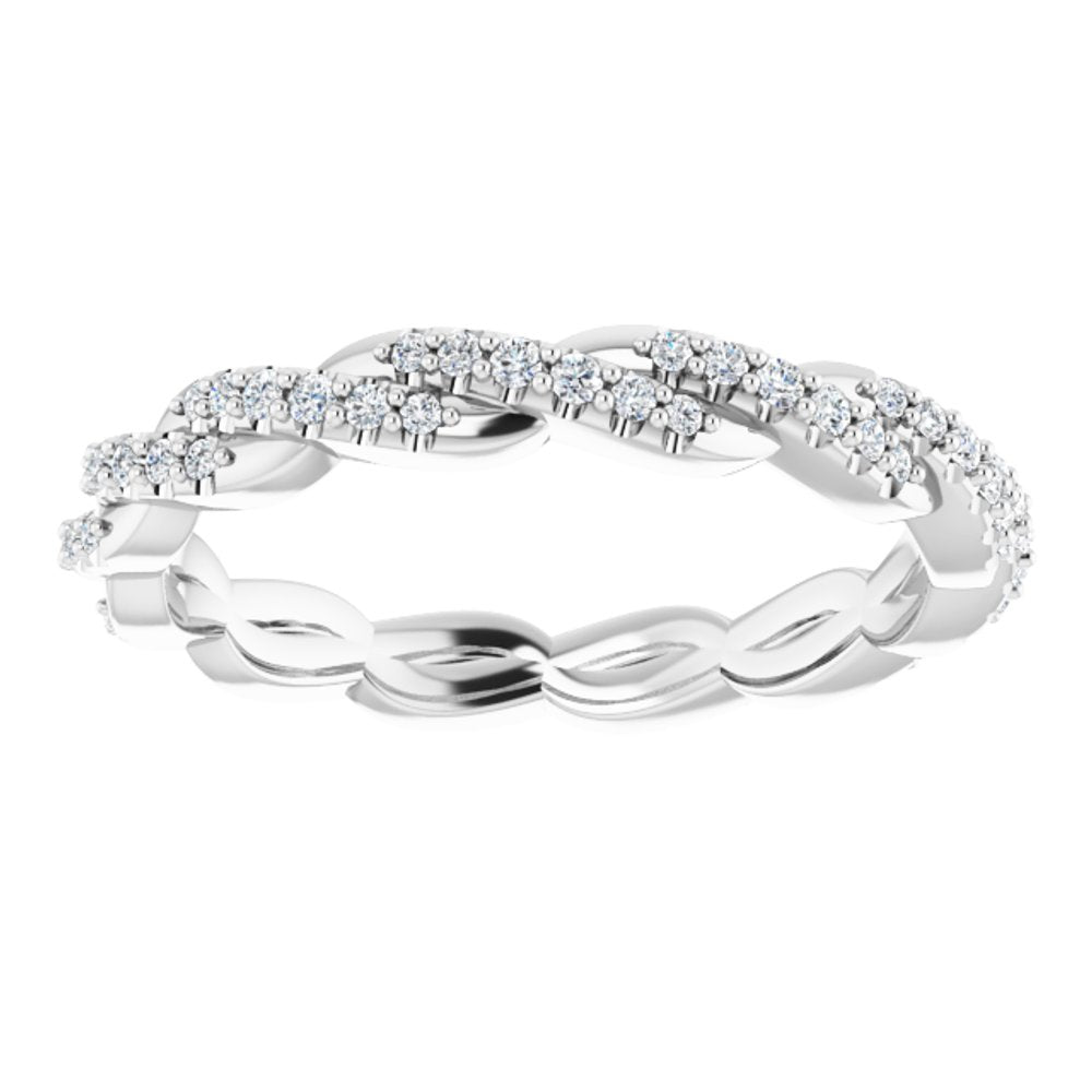 14K White 1/5 CTW Natural Diamond Twisted Eternity Band Size 4.5