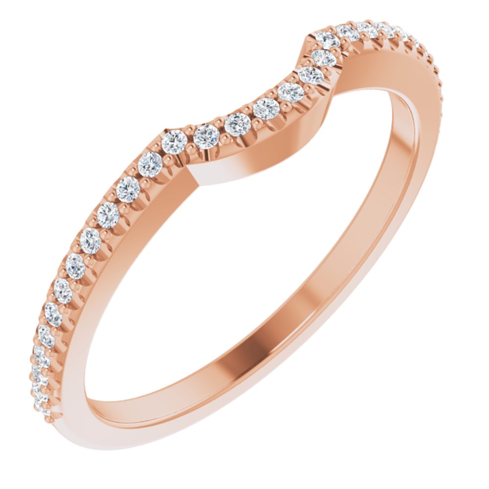14K Rose 1/8 CTW Natural Diamond Contour Band