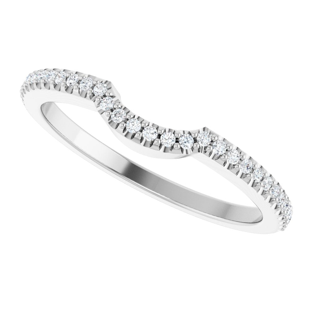 14K White Gold 1/8 CTW Natural Diamond Contour Band