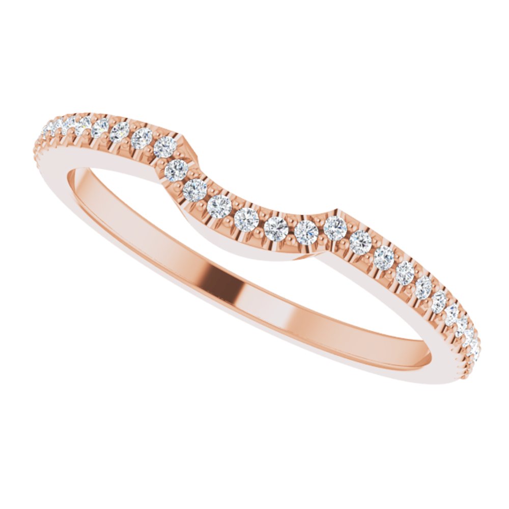 14K Rose 1/8 CTW Natural Diamond Contour Band