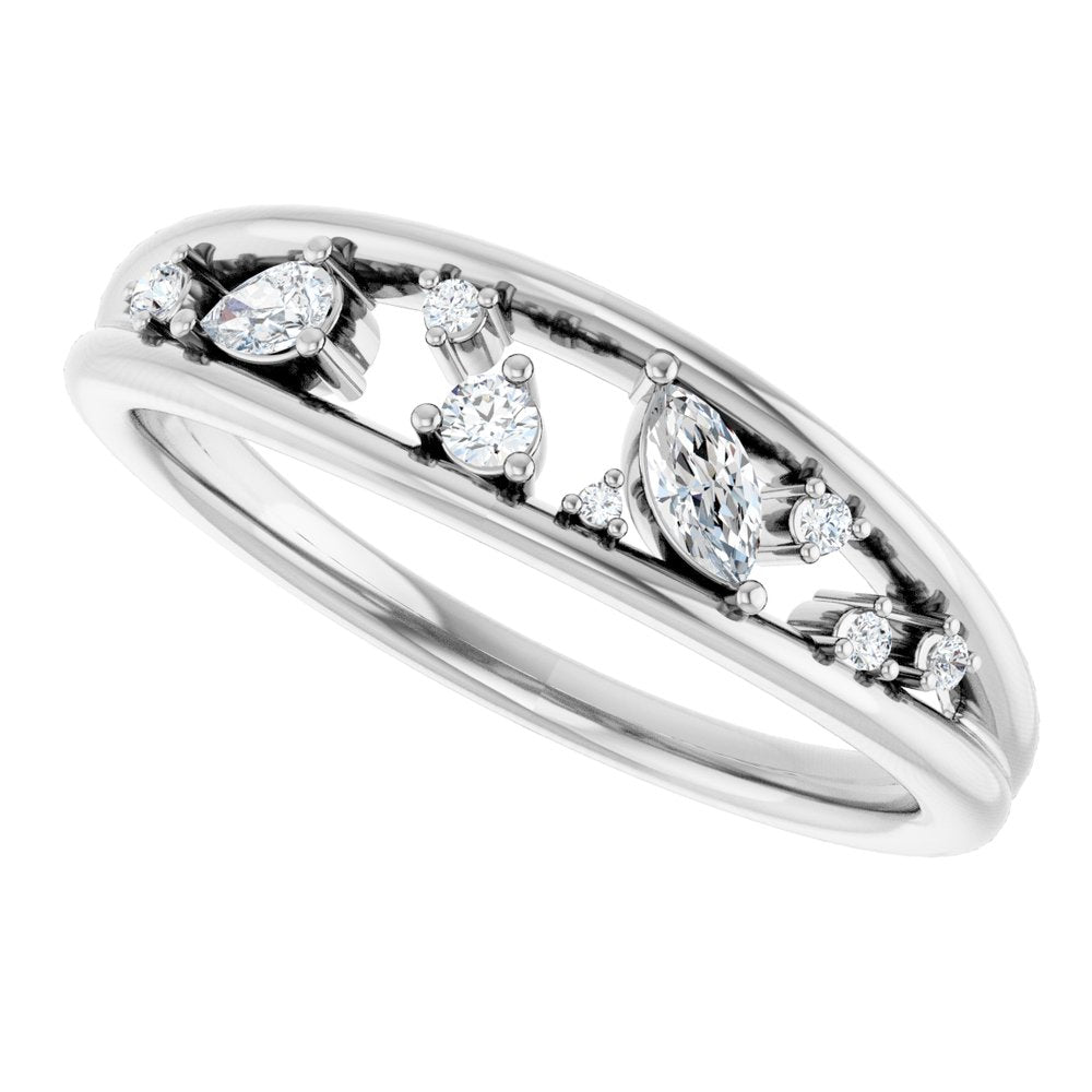 14K White Gold 1/6 CTW Natural Diamond Negative Space Ring