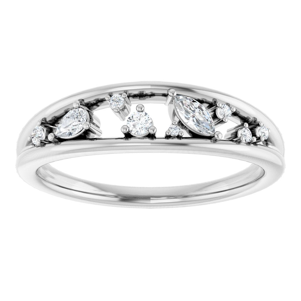 14K White Gold 1/6 CTW Natural Diamond Negative Space Ring