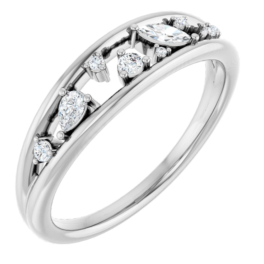 14K White Gold 1/6 CTW Natural Diamond Negative Space Ring