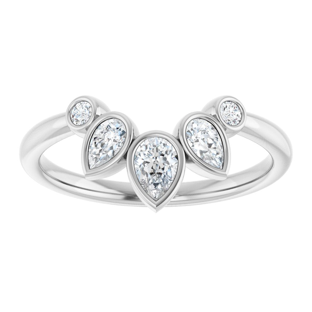 14K White Gold 3/8 CTW Natural Diamond Bezel-Set Contour Band
