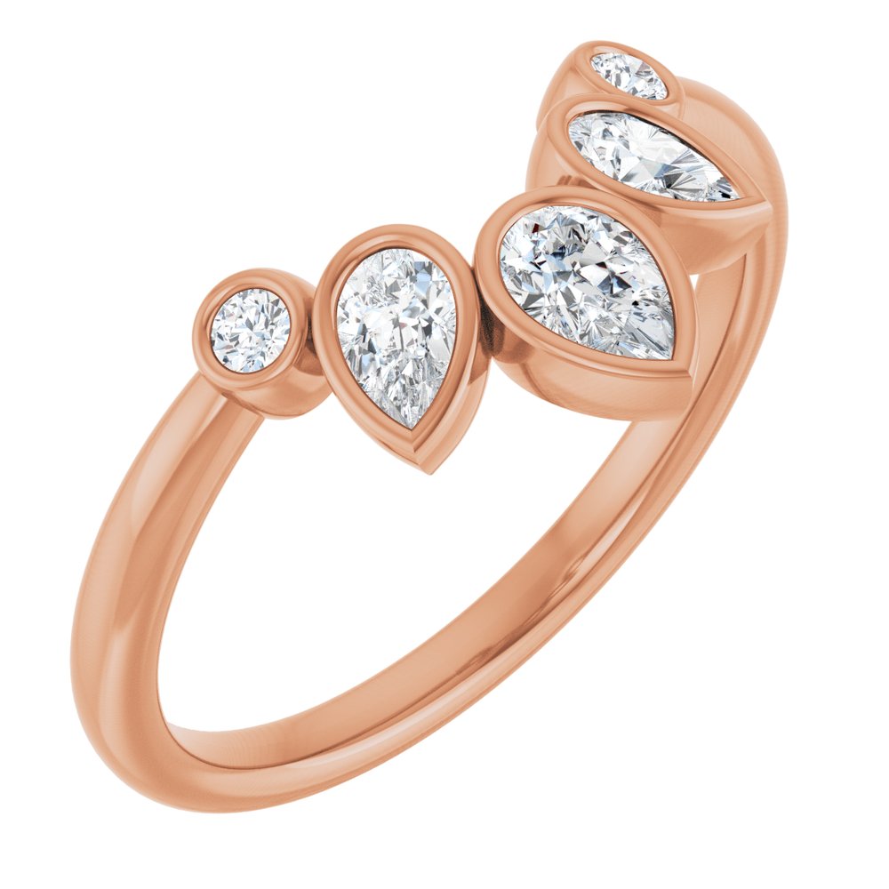 14K Rose 3/8 CTW Natural Diamond Bezel-Set Contour Band