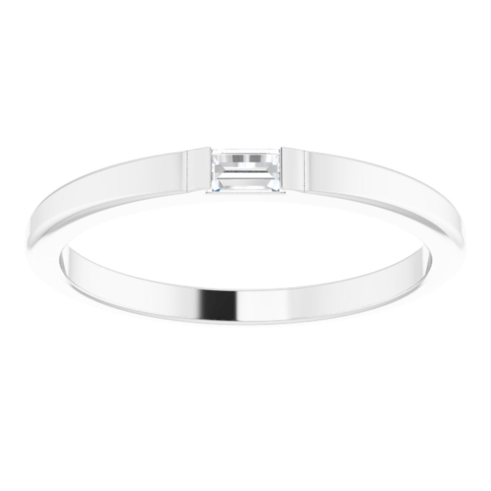 14K White Gold 1/10 CT Natural Diamond Stackable Ring