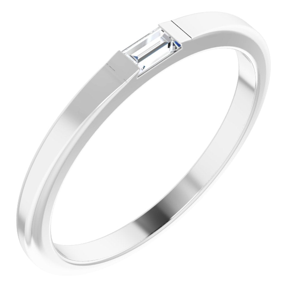 14K White Gold 1/10 CT Natural Diamond Stackable Ring