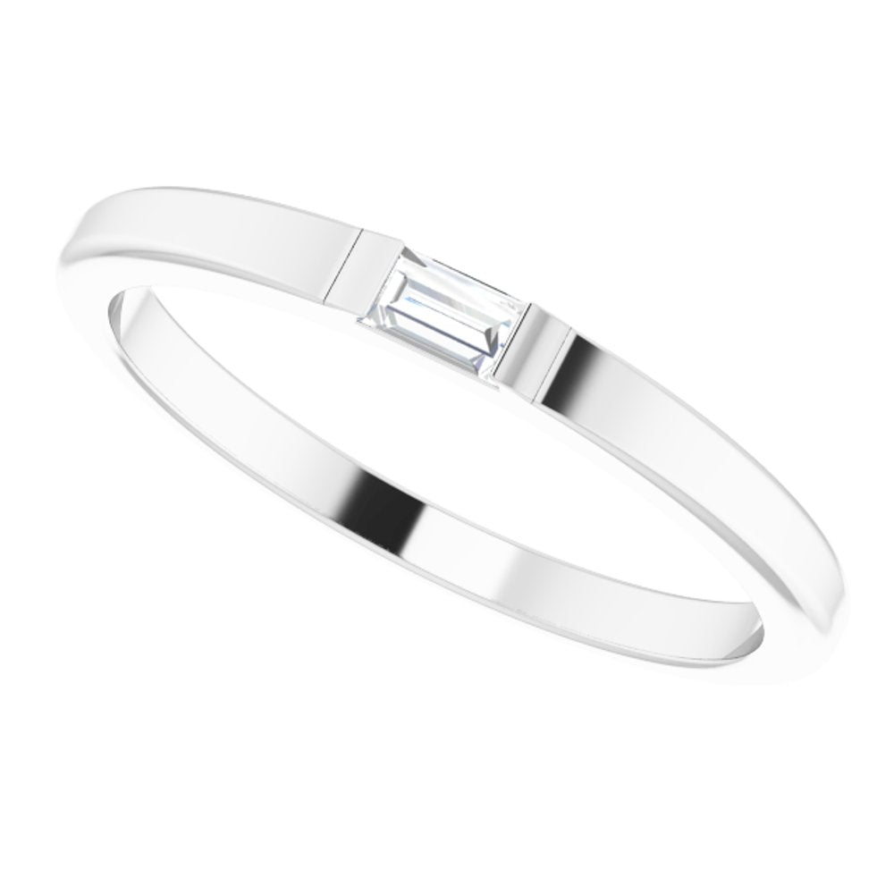 14K White 1/10 CT Natural Diamond Stackable Ring