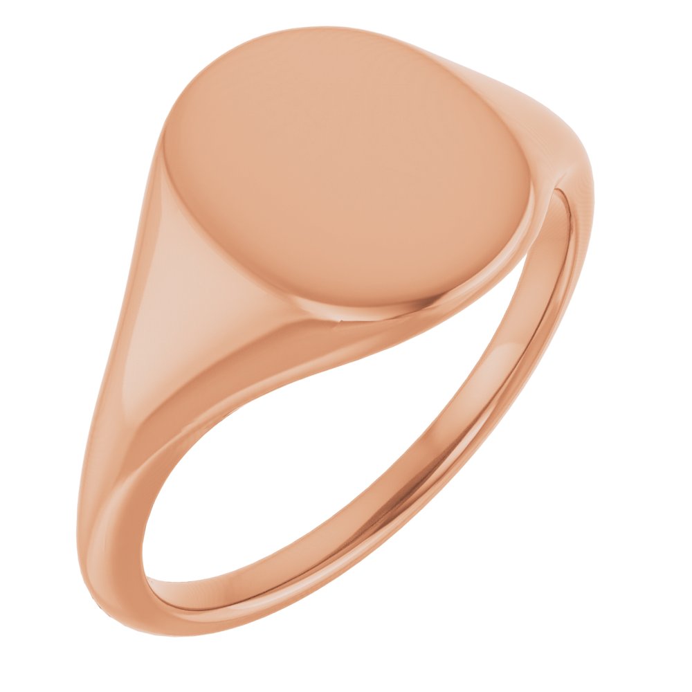 14K Rose 11x9 mm Oval Signet Ring