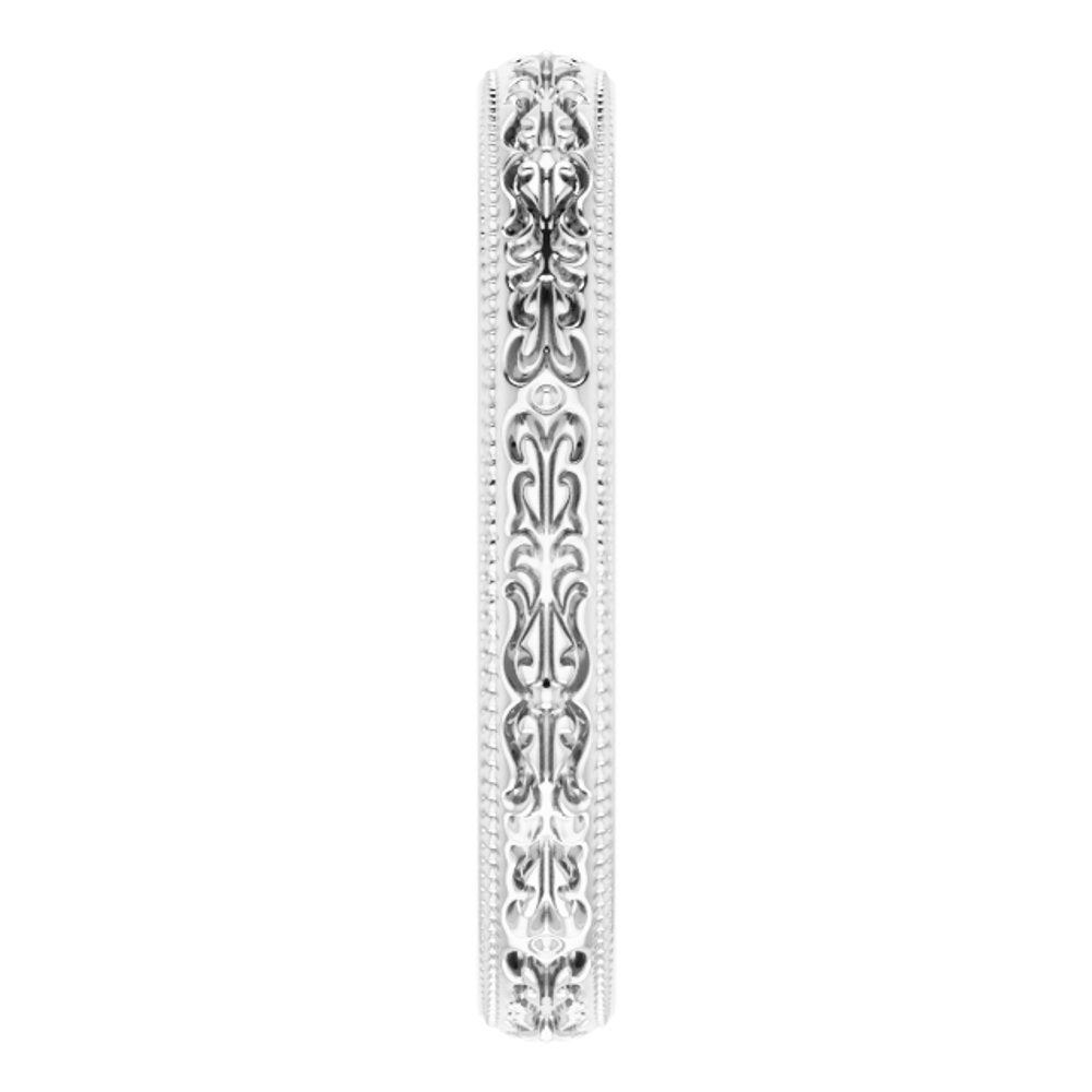 14K White Gold 3 mm Patterned Band Size 6