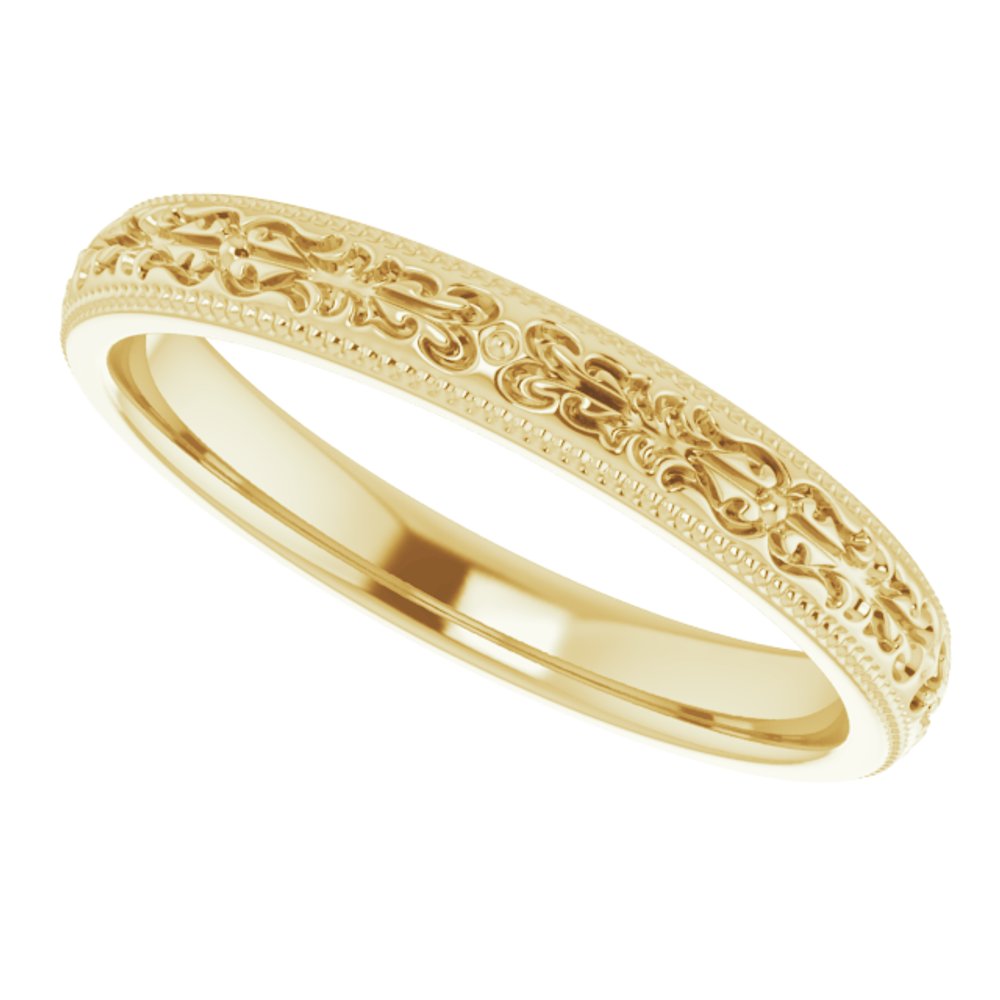 14K Yellow Gold 3 mm Patterned Band